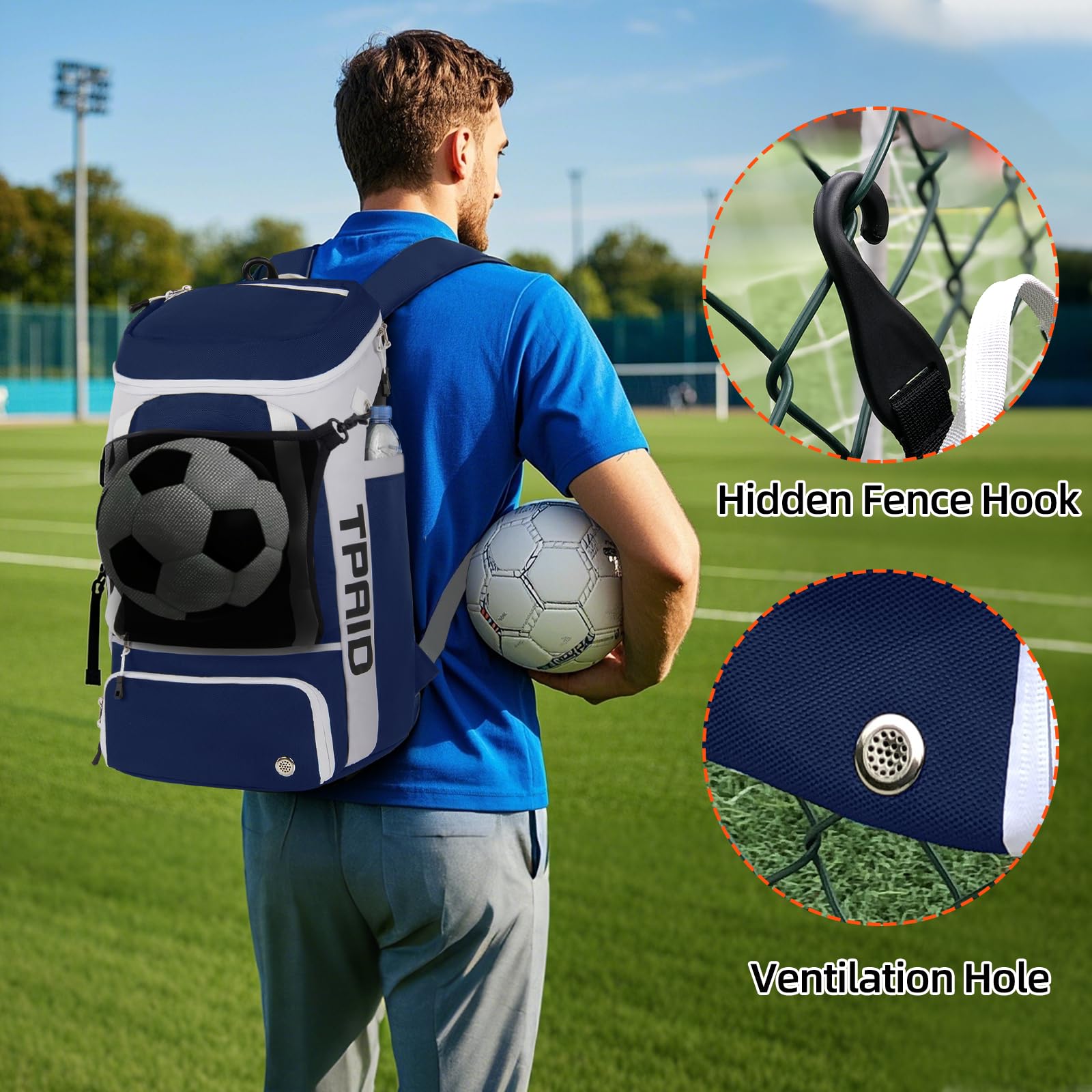 KINGSLONG Mochila de Baloncesto Bolsa para Equipo con Compartimento para Pelotas y Zapatos