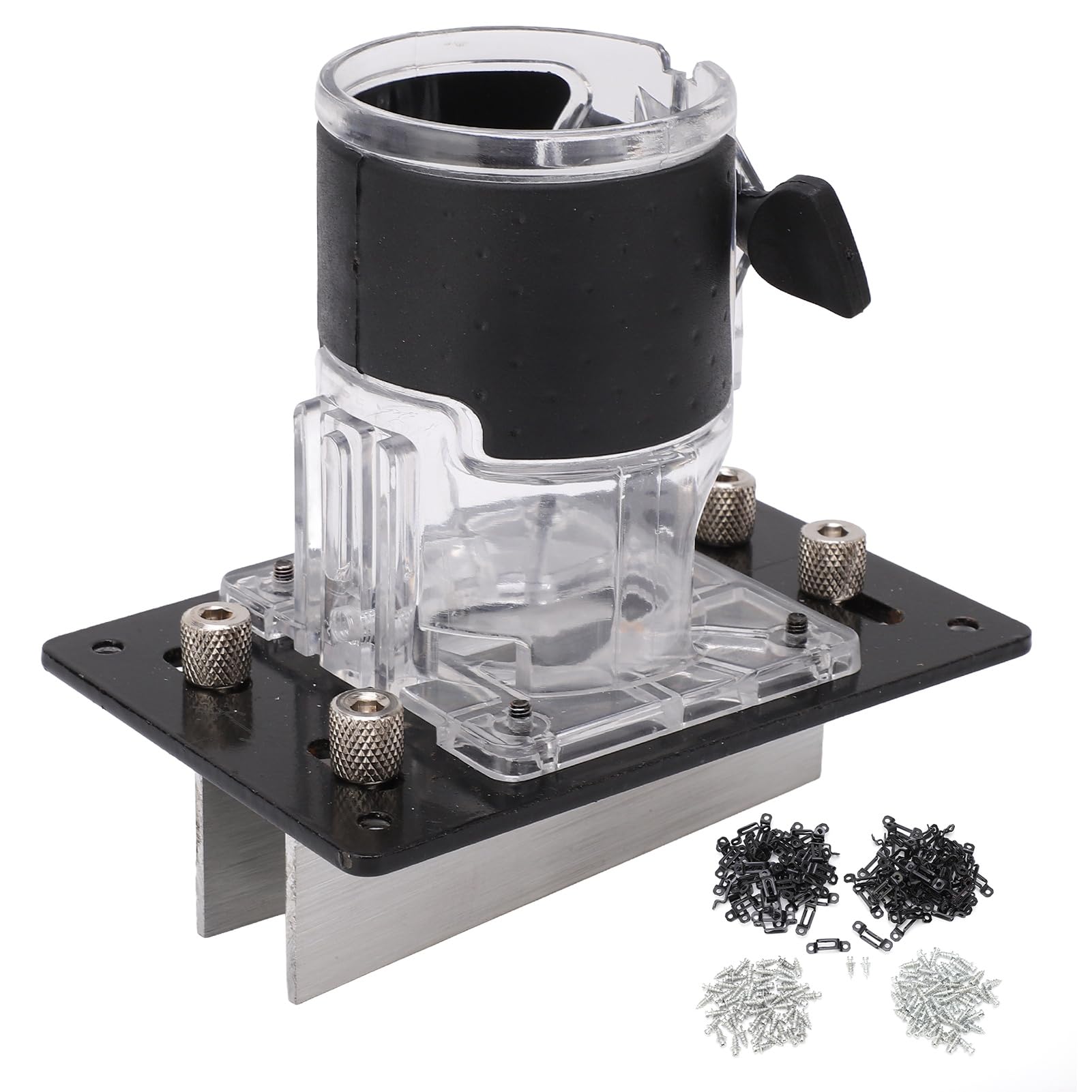 Soporte para máquina de ranurar y rebajar en madera 2 en 1 con conjunto de abrazaderas rectas y semipasantes, localizador ajustable para fresadora, ideal para trabajos en madera,
