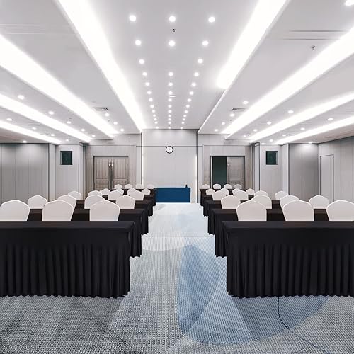 Miniatura 6 de BDDC Faldas de mesa para mesas rectangulares de 6 pies  Fundas de mesa negras de una pieza para mesas de 6 pies, resistentes a las arrugas, cubierta