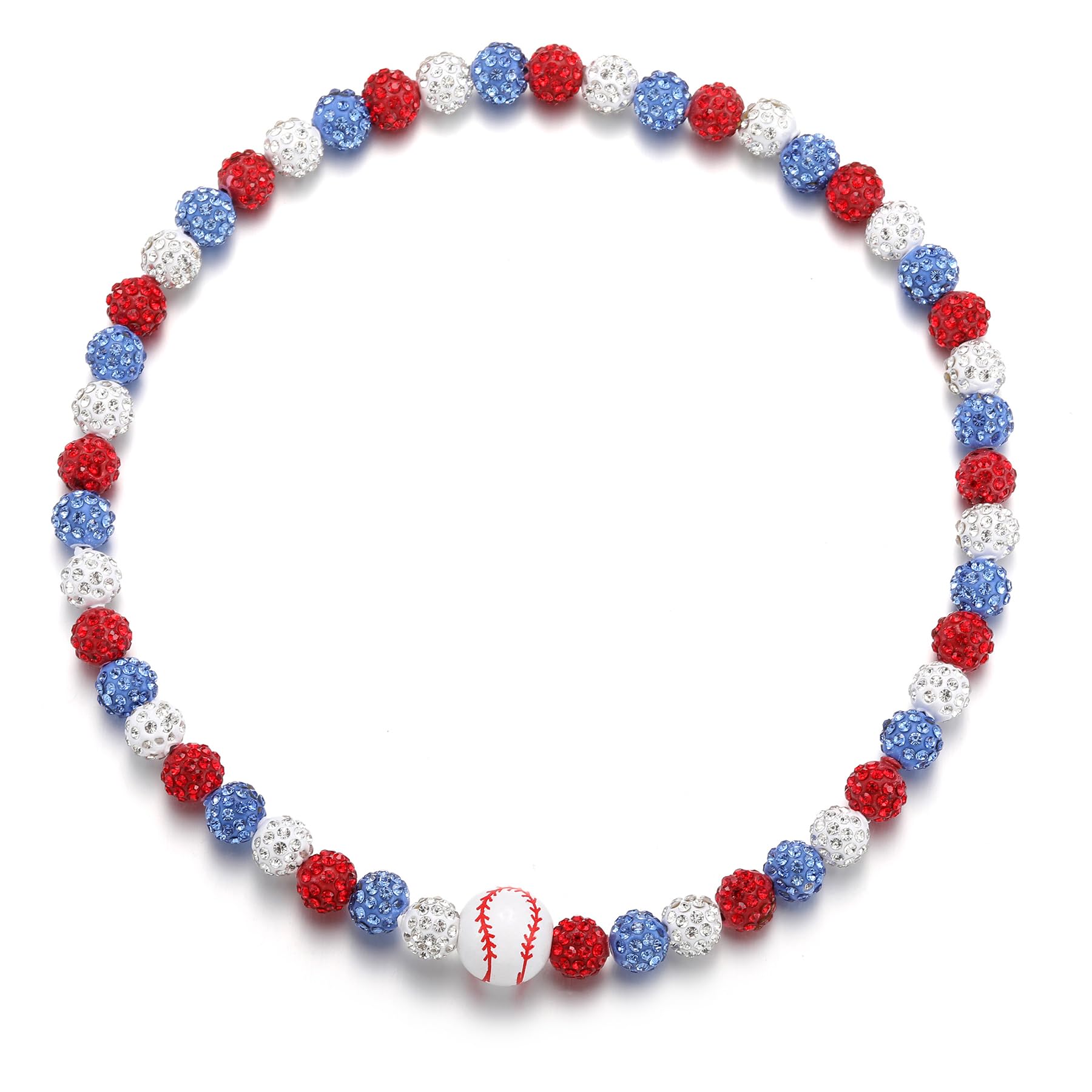 SKQIR Baseball Beaded Necklace for Men Bling Rhinestone Baseball Drip Accessories for Men Sparkly Diamond Ice Collection Baseball Chain Necklace Gifts for Baseball Player Team Lovers