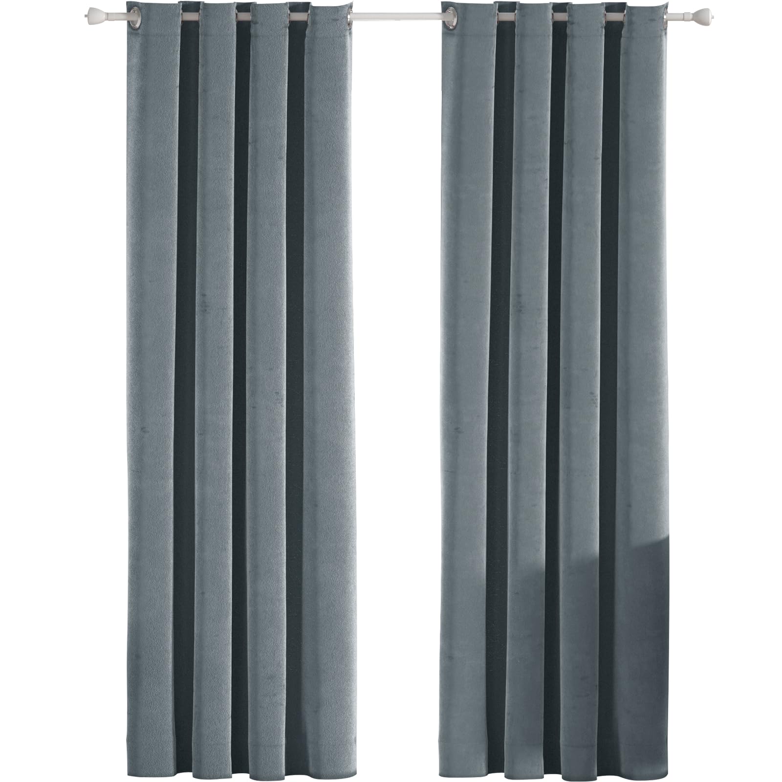 Ystyle Cortina Terciopelo 2 Piezas, 140×280cm, Cortinas Opacas 100%, Cortinas Termicas Aislantes Frio Y Calor, Cortinas Dormitorio Salon Habitacion Modernas, Cortina Antiruido, Gris