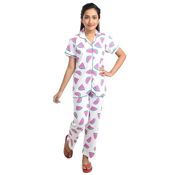 Girls Night Suit, Top with Pyjama Set in Cotton