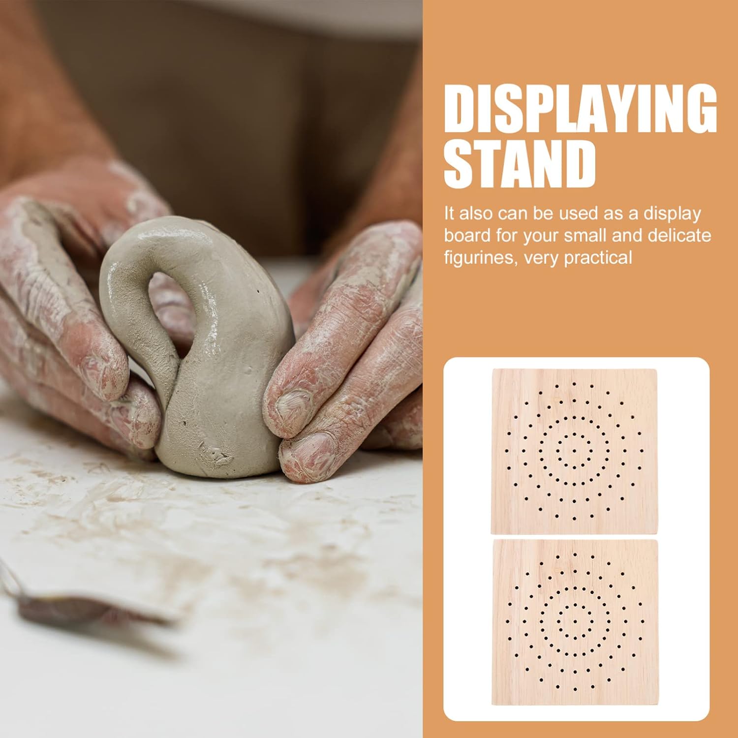 2pcs Clay Drying Rack Clay Wedging Board Pottery Sculpting Plate Peg Board Shelves Earthenware Clay Doll Organizer Base Wooden Peg Board Wooden Model Base Wood Carving Accessories