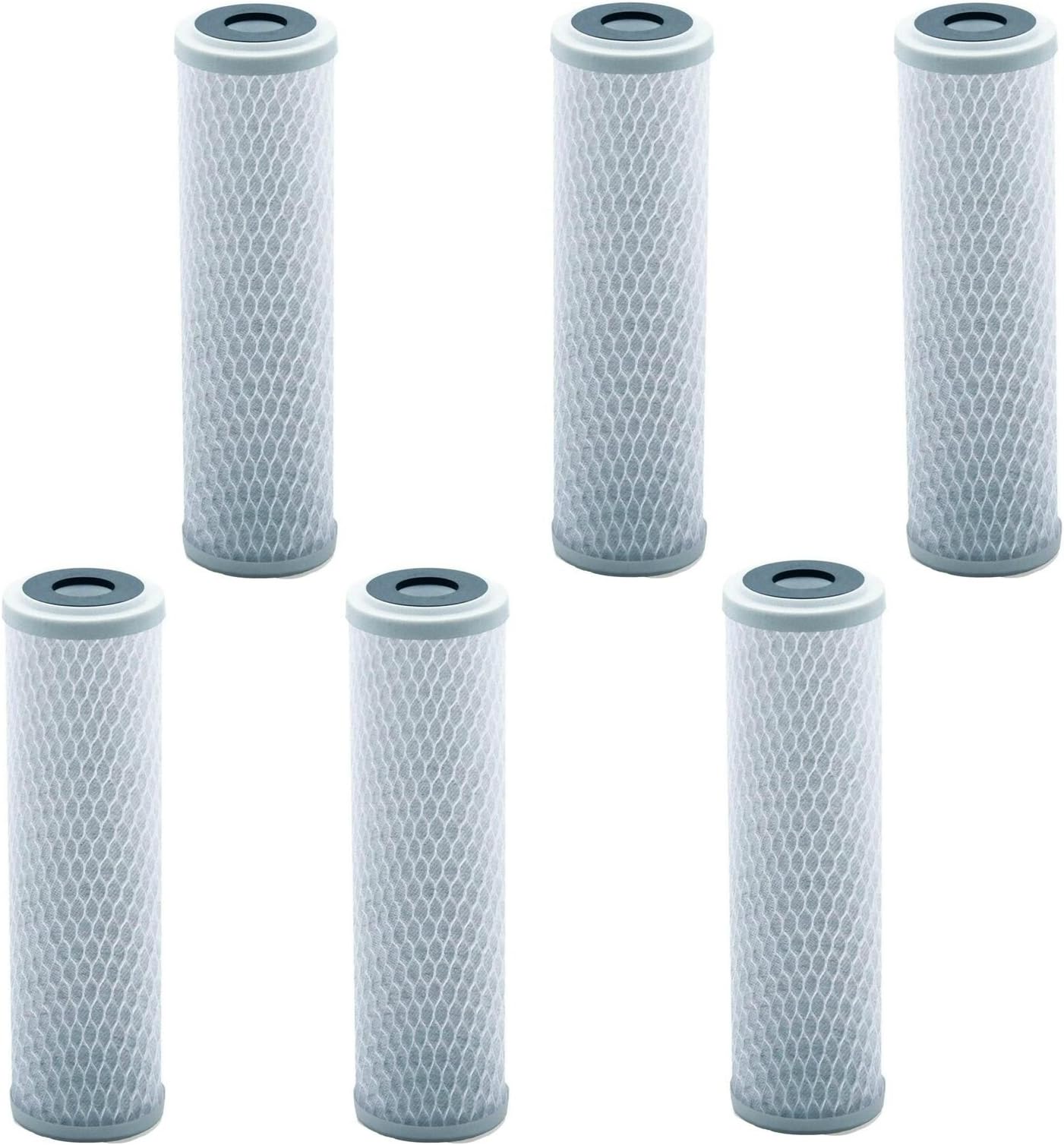 Universal 10 inch Carbon Block Water Filter Cartridge - Replacement CTO Water Purifier Filter, Activated Carbon (NSF 42 Certified) (6)