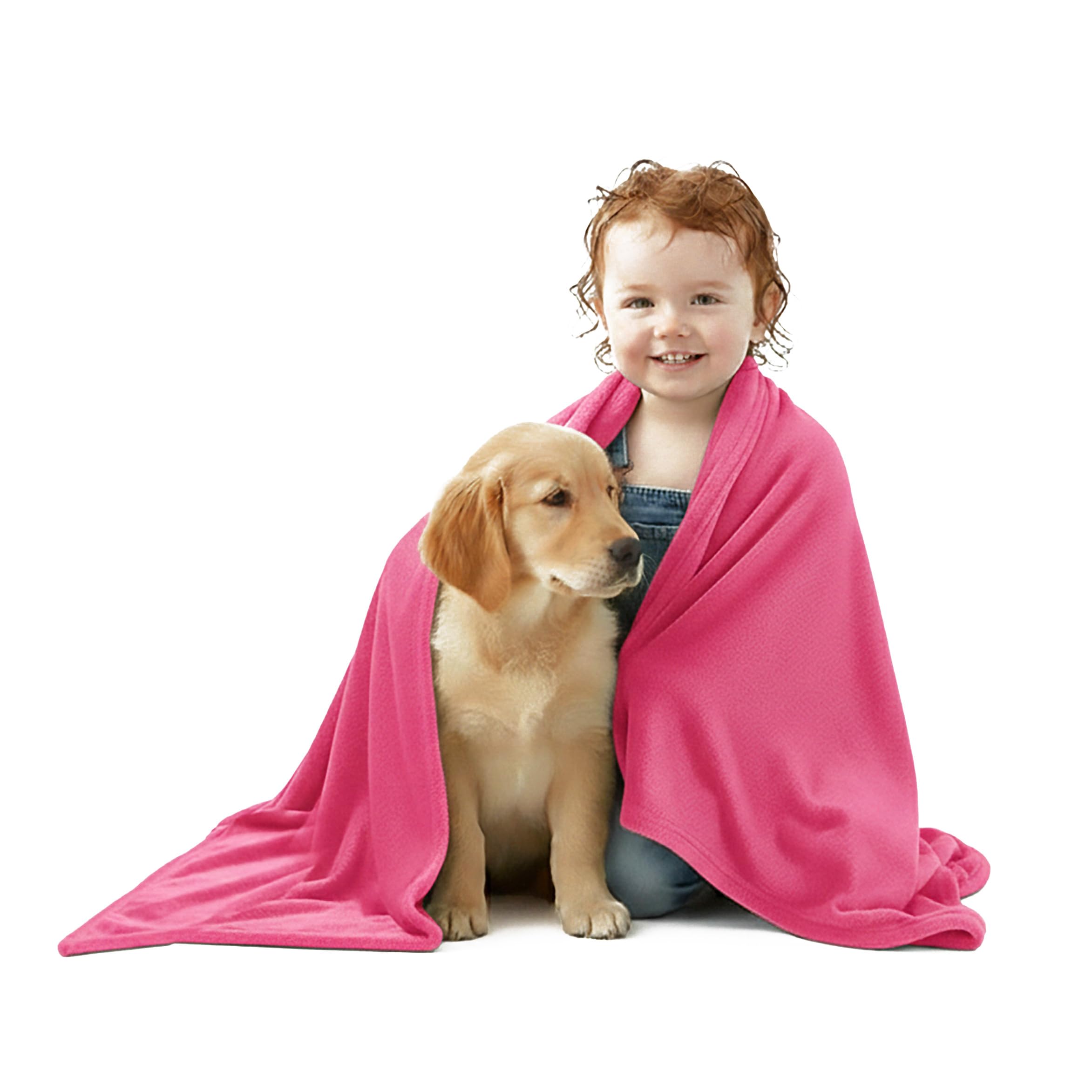 Vivid-it Kids & Pet Fleece Throw Blanket 70 x 100 cm | Soft Lightweight Cosy Blanket for Children, Toddlers and Pets | Warm Washable Fleece Junior Throw (Pink)