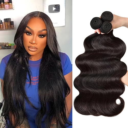 3 manojos de cabello humano brasileño ondulado, 100% sin procesar, extensiones de cabello humano virgen brasileño, color natural (18 20 22)