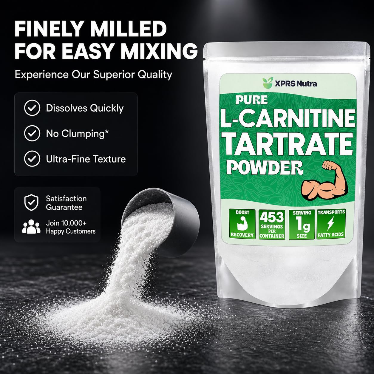 XPRS Nutra L Carnitine L Tartrate Powder - Premium Pure L Carnitine Tartrate - L-Carnitine Powder - Vegan Friendly Bulk L Carnitine - Amino Acid Supplement (16 Ounce) — Amazon image 6