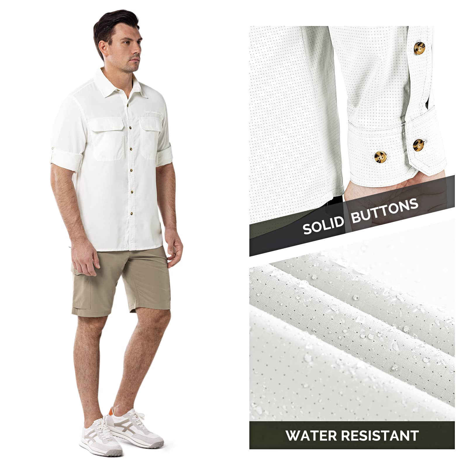 33,000ft Herren Sportshemd Langarmhemd Atmungsaktives Funktionshemd Schnelltrocknende Shirt Outdoorhemd für Männer Frühling Sommer Herbst Wandern Angeln Shirts