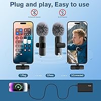 Vista 6 de Professional Wireless Microphone for iPhone,iPad,Android, Lavalier Lapel Mic for Video Recording, Mini Mic Crystal Clear Recording with USB-C for
