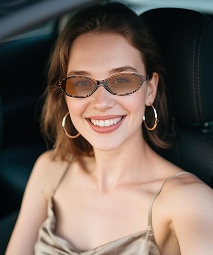 Miniatura 5 de Gafas de sol ovaladas retro para mujer, gafas de sol de ojo de gato para mujer elegantes gafas de sol de los años 90 ligeras y modernas