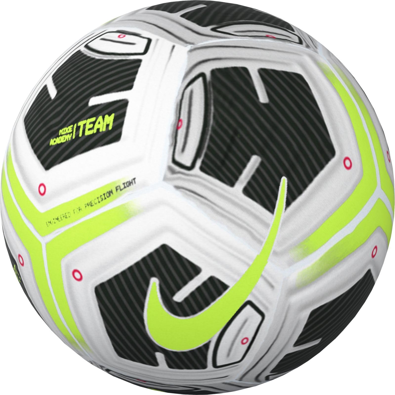 FZ7540-100 NK ACADEMY - TEAM - FA24 Recreational soccer ball Unisex WHITE/BLACK/VOLT Size 5