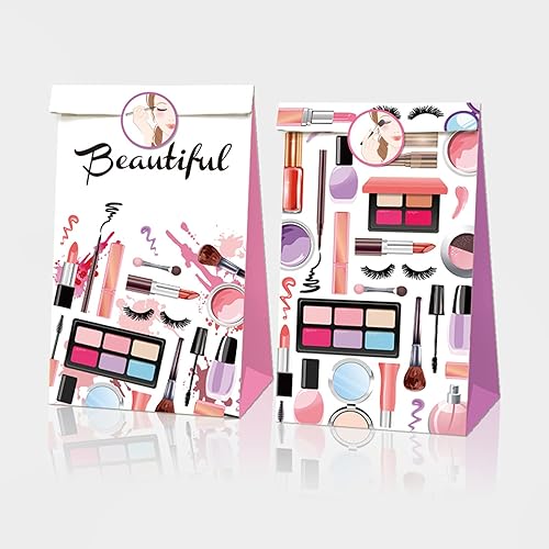 Miniatura 2 de Bolsa de regalo para fiestas temáticas de maquillaje spa 24 piezas de recuerdos de fiesta bolsa de papel para fiestas de cumpleaños bolsas de regalo
