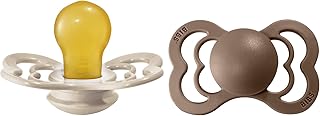 BIBS Pacifiers - Supreme Collection | BPA-Free Baby Pacifier | Made in Denmark | Set of 2 Vanilla/Dark Oak Color Premium Soothers | Size 6-18 Months