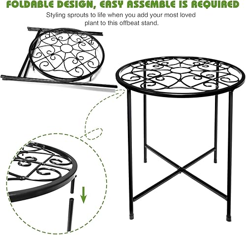 Miniatura 5 de Soporte de metal para plantas de 15 pulgadas de alto, soporte redondo de 11 pulgadas de ancho para macetas de hasta 100 libras, soporte para plantas