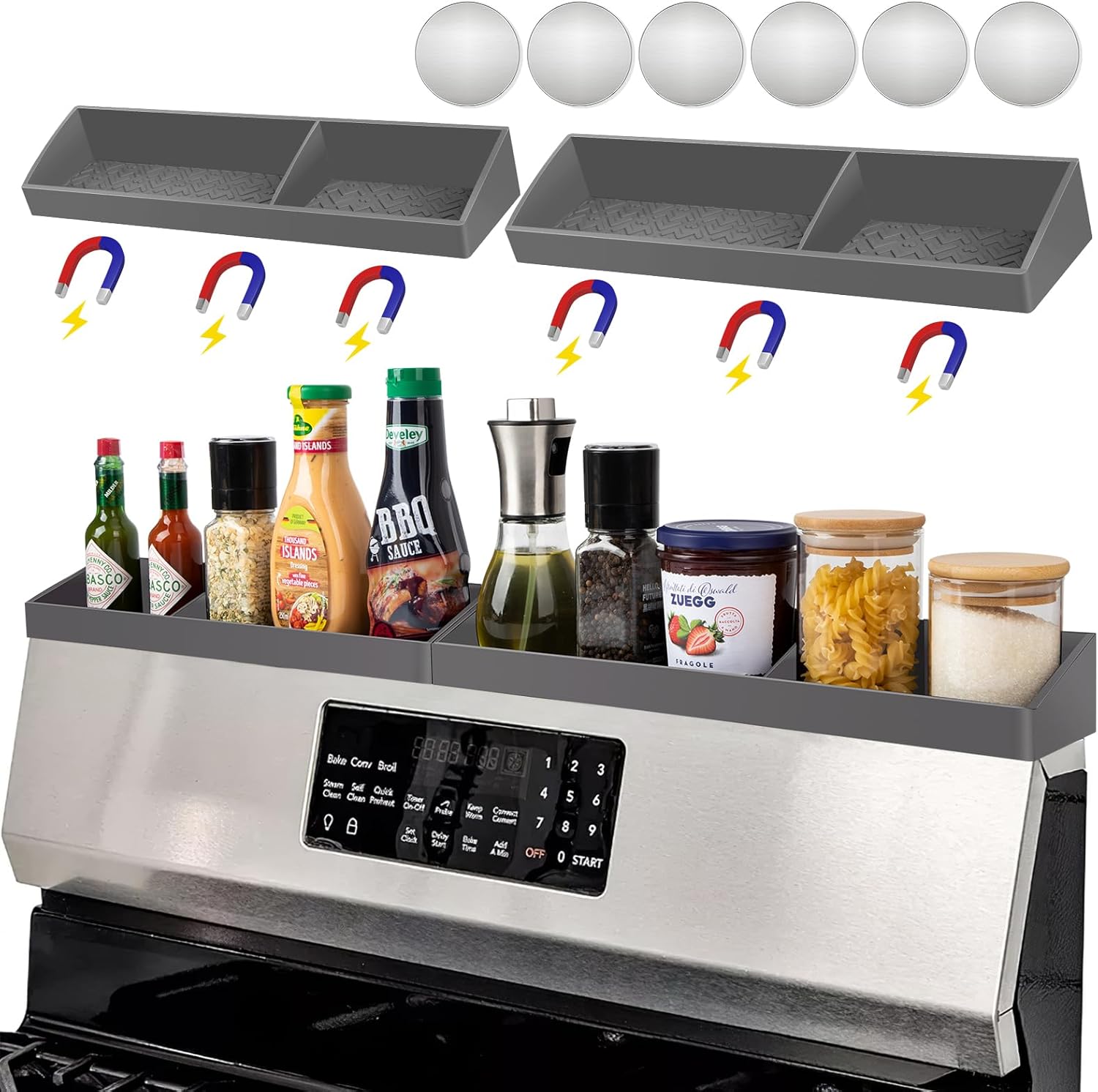 Sereliy Silicone Stove Top Shelf 30 Inch, 2 Set Stove Shelf Shelf