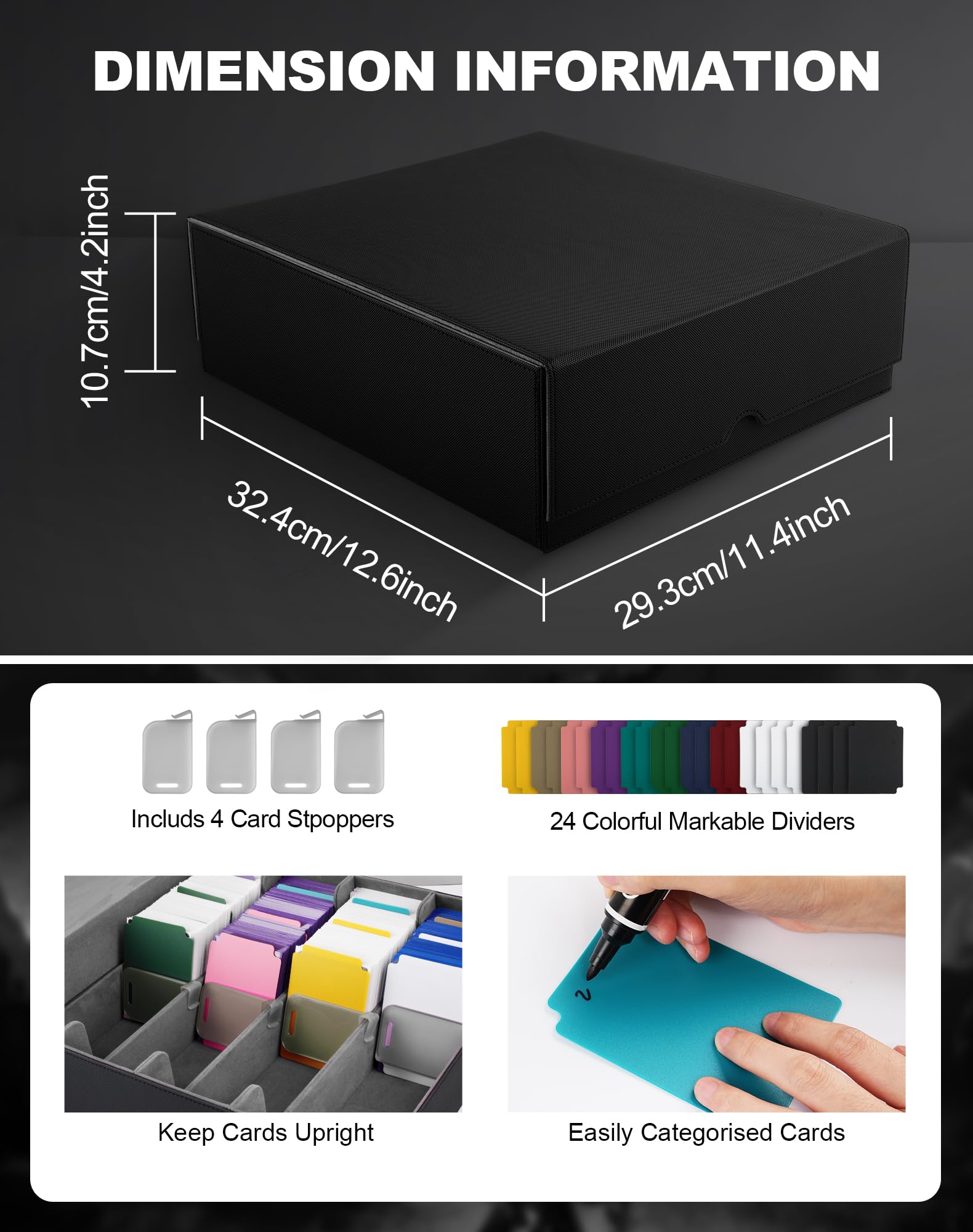 ZLCA Trading Card Storage Box, Commander Card Deck Case Holds 2400+ Cards, MTG Deck Box with 4 Stoppers - Image 3