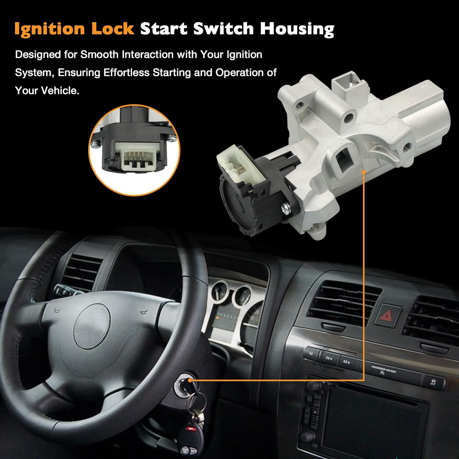 Ignition Switch Compatible with Chevy Colorado, GMC Canyon 2004-2012, Hummer H3, Isuzu 2006-2010 Ignition Lock Start Switch Housing, Replaces# 15795321, 15795322
