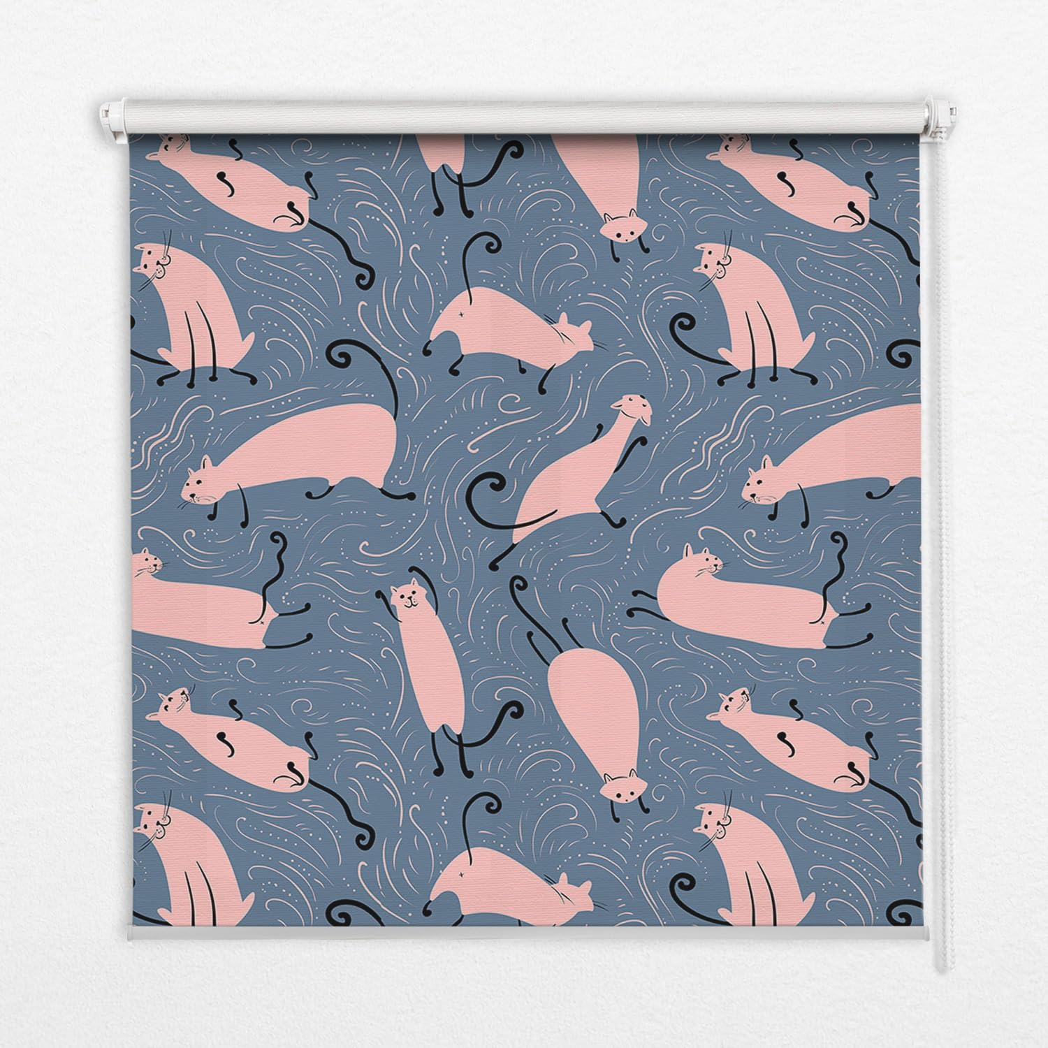 Store enrouleur occultante sans perçage 60x180cm motifs chats roses