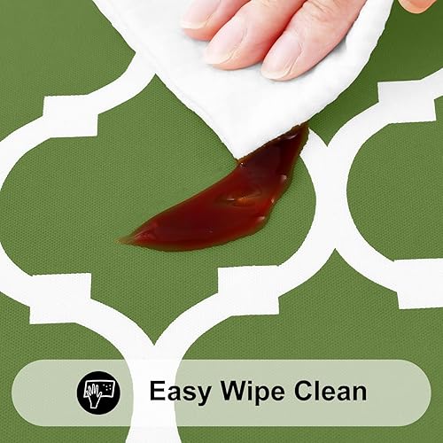 Miniatura 107 de Smiry - Mantel redondo de vinilo ajustable con bordes elásticos y parte trasera de franela, mantel de vinilo impermeable, lavable, diseño enrejado