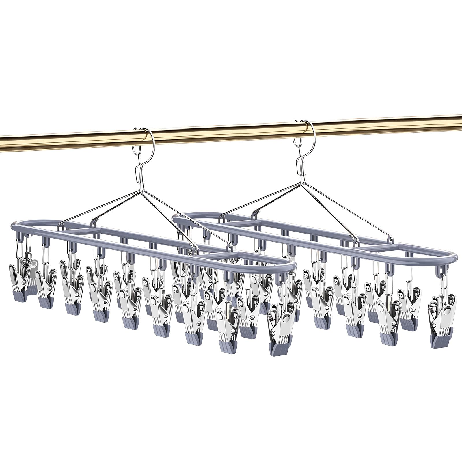 Rudfovn 2Pc Sock Dryer, Stainless Steel Underwear Dryer Hanger with 20 Pegs Clips for Washing Line Socks Bras Clothes