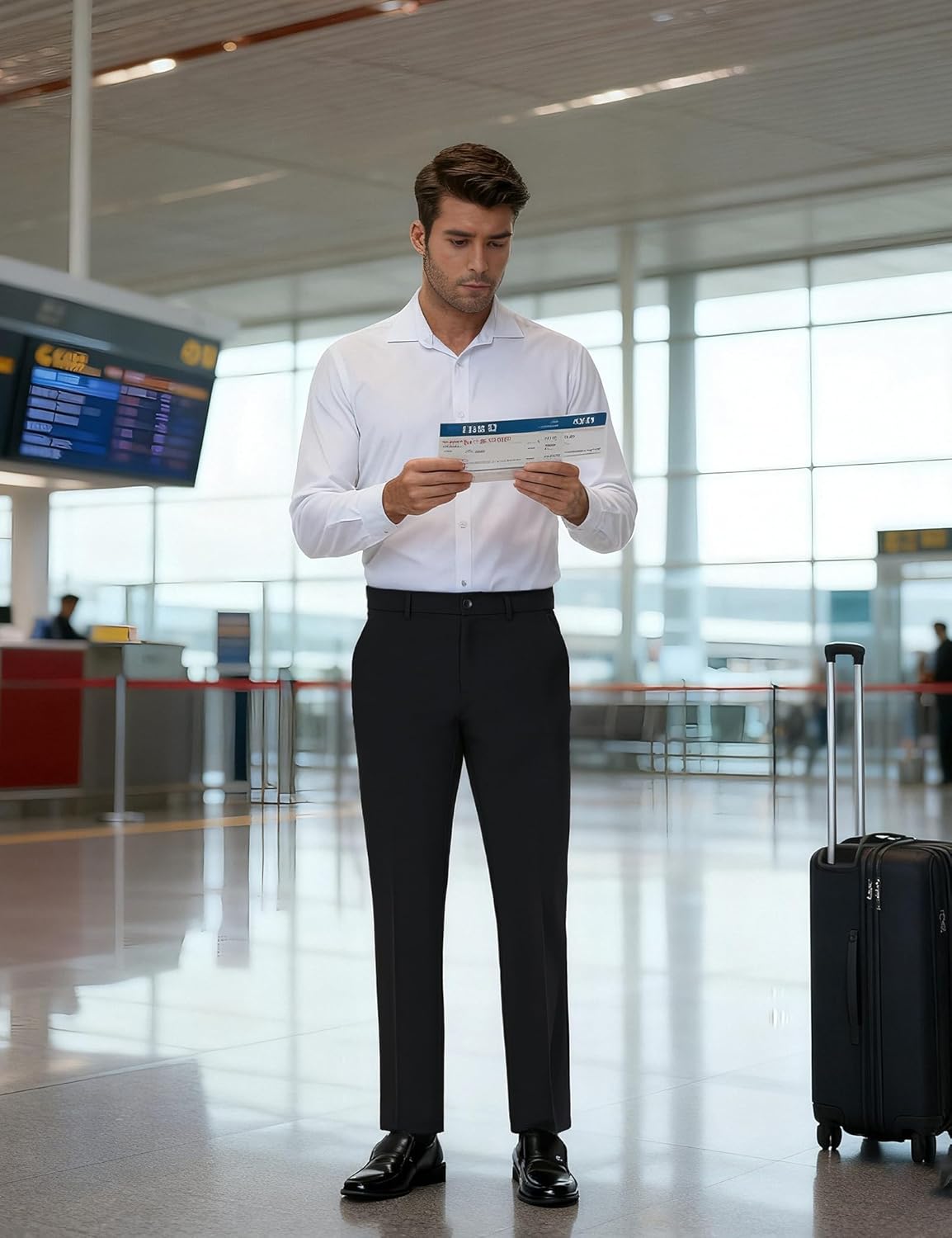 Soojun Men's Modern Fit Flex Flat Front Dress Pants - Image 9