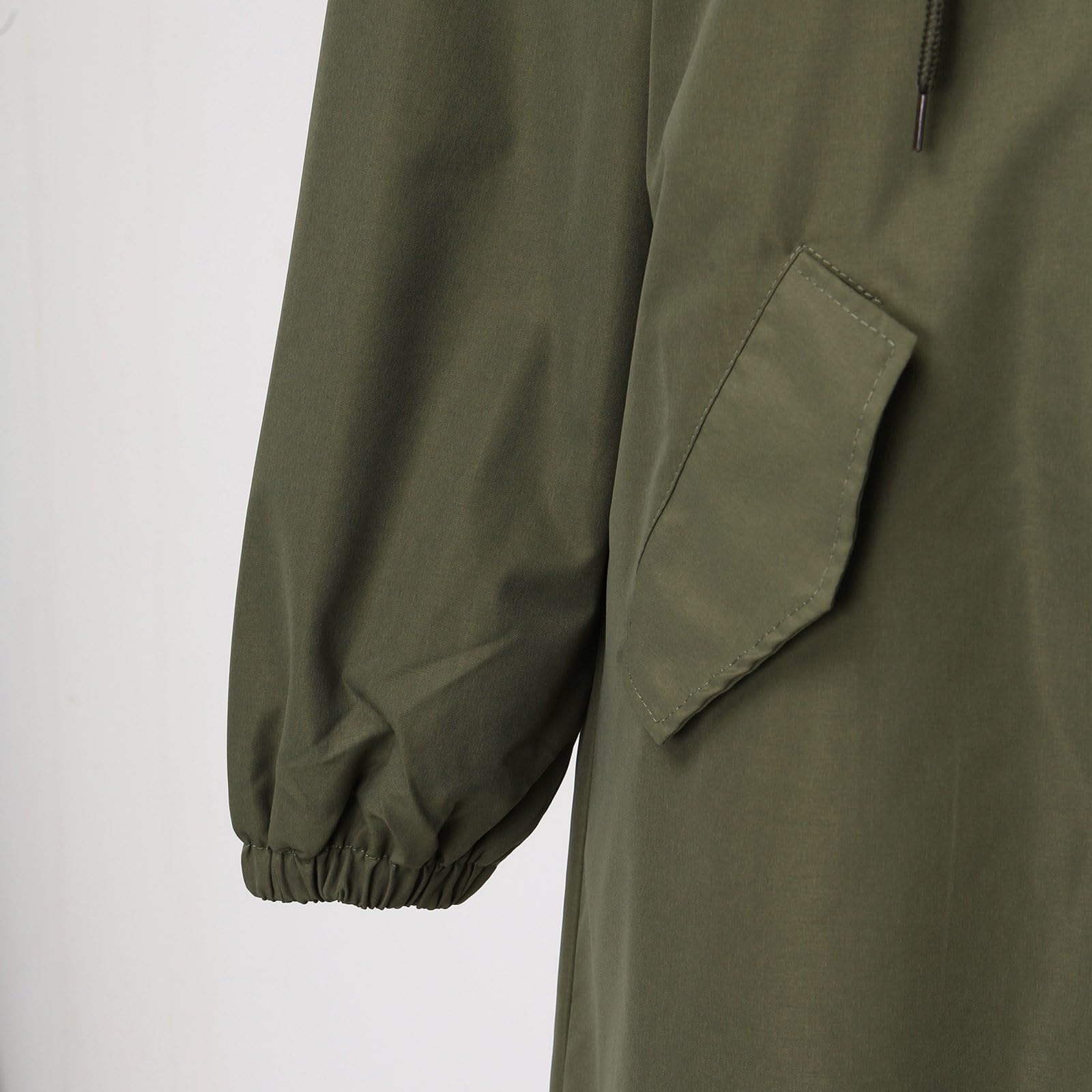 Generisch Trench Coat pour femme, trench long avec capuche, parka, manteau de transition, manteau d'été, veste coupe-vent, veste d'extérieur léger, trench coat, manteau décontracté, coupe-vent, vert