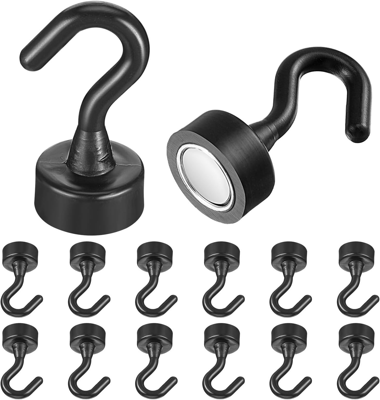 12 Pcs Mini Magnetic Hooks, Black Small Magnet Cute Hook, Magnet Cruise Hooks for Classroom, Office, Kitchen, Cruise Cabin, Refrigerator