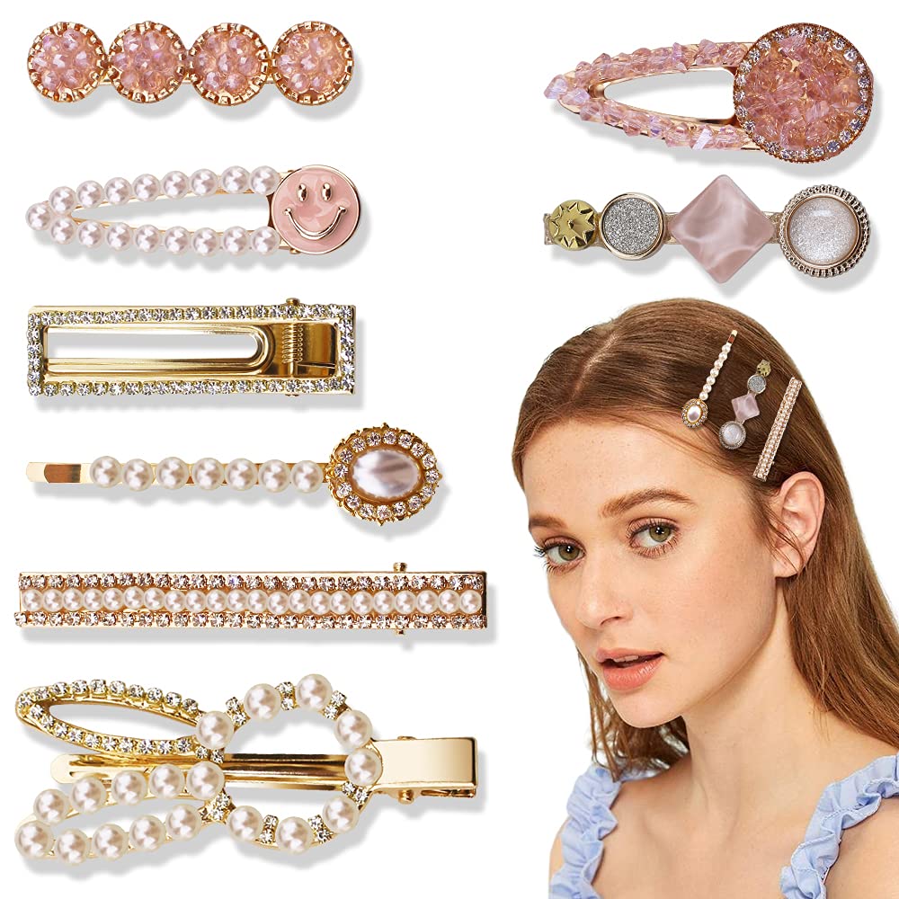 Geluzak Hair Clips for Women Acrylic Pearl Hair Clip