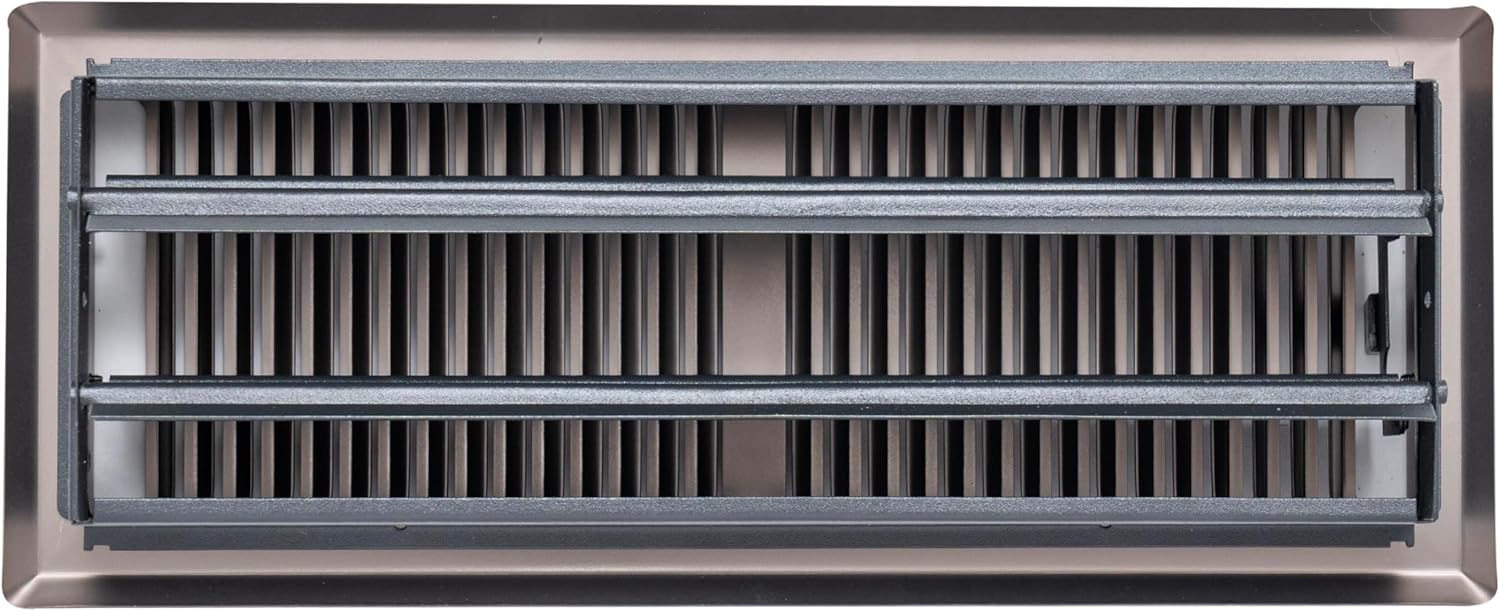 [4 Pack] Fits 4x12 and 12x4 Duct Opening | Floor Register with Contemporary Louvered Design by Handua | Heavy Duty Walkable Design | Damper | Floor Vent | Easy to Adjust Air Supply Lever | Bronze