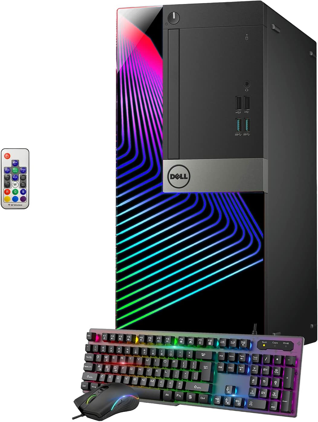 Dell OptiPlex Gaming Tower RGB Lights Computer Intel Core i5 8500 8th Gen Processor Up to 4.10GHz - Radeon RX 550 4GB - 16 GB RAM 1TB M.2 NVME - Windows 11 Pro - WiFi - Bluetooth (Renewed)