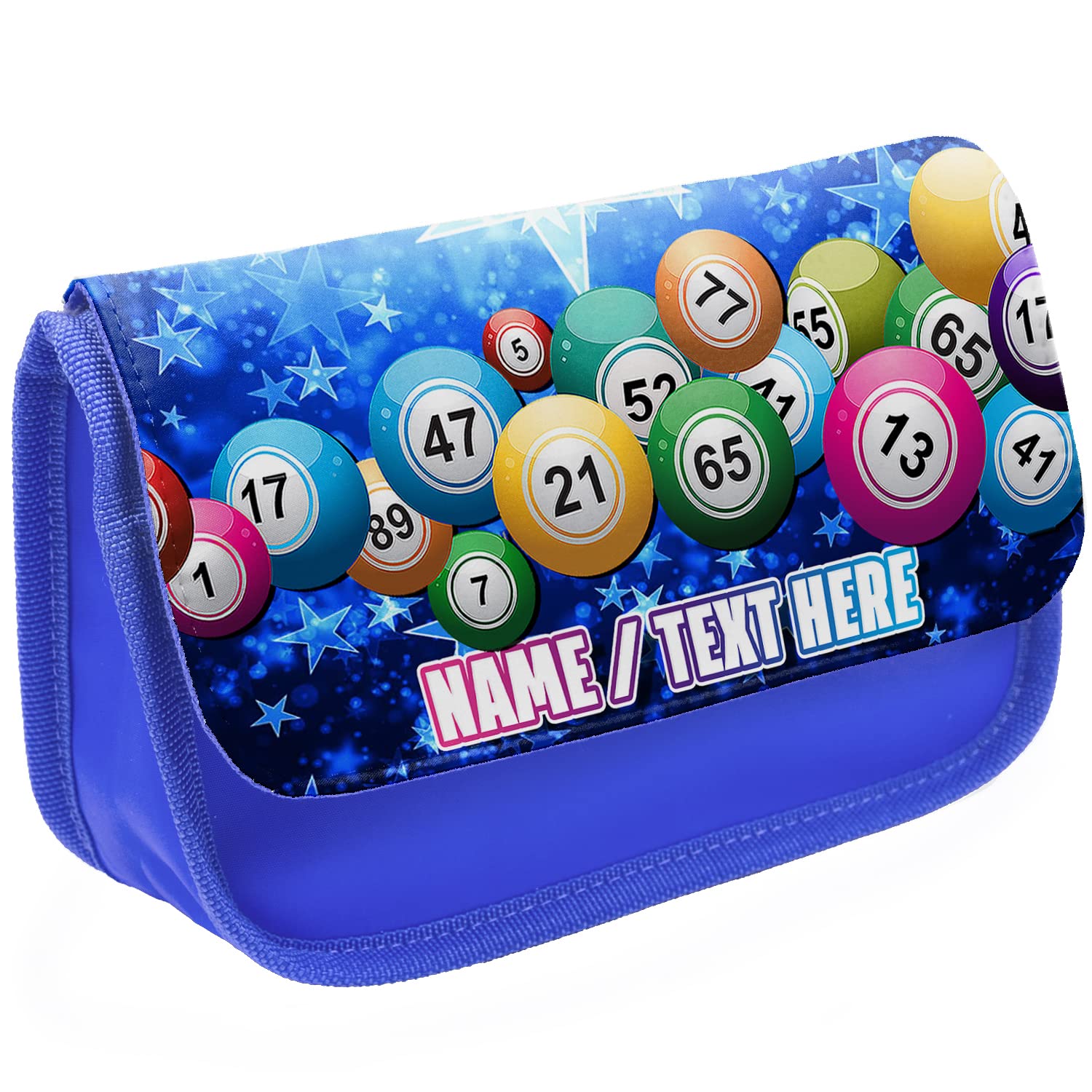KRAFTYGIFTS Personalised Bingo Case Pen Bag Adults Dabber Carry Custom Bingo Pens Organiser Glasses Case Medication Carry Blue ST443