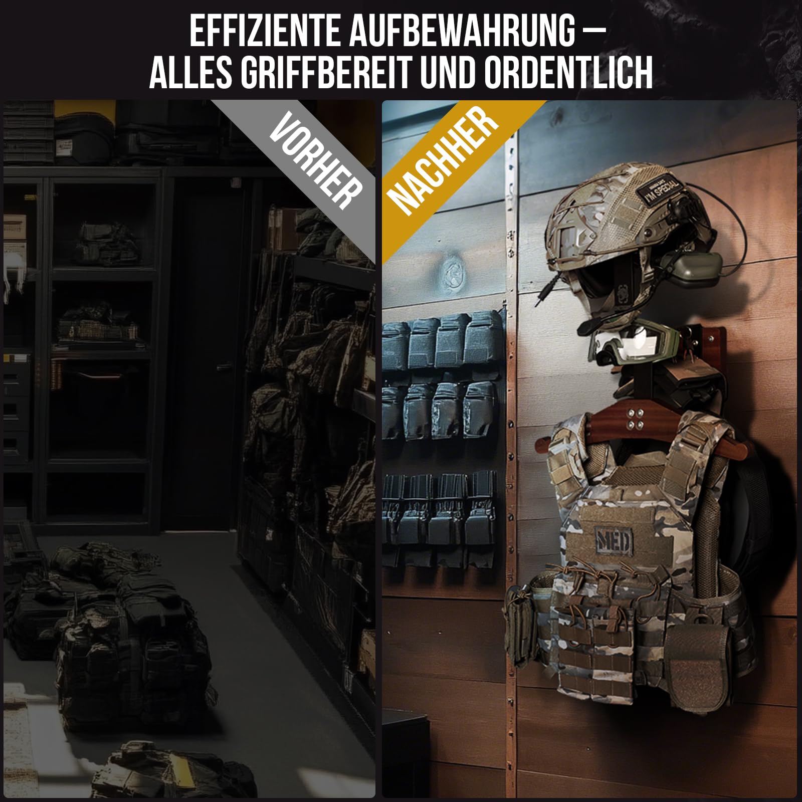 OneTigris Helmhalterung Wand, verstellbare Motorrad Garderobe, bis 80 kg | Premium Motorradgarderobe mit verstellbarem Bügel für Helm, Lederkombi und Jacke – stabil bis 80 kg