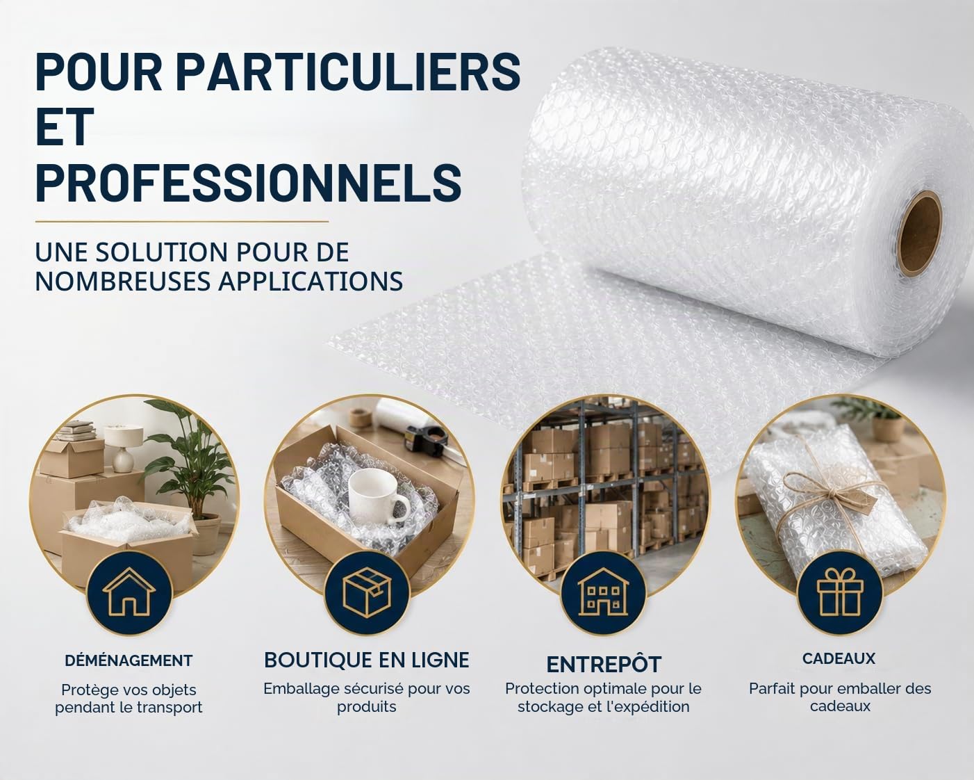 Emballage à bulles All4All - Rouleau d'expédition - Film à bulles en plastique - Film à bulles - Grand film à bulles - 100x90 cm - 1 pack