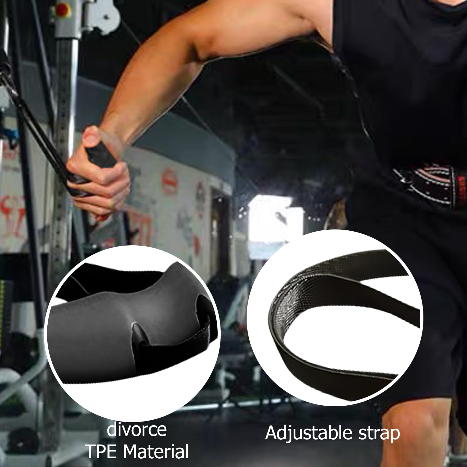 1 para uchwytów fitness, uchwyt wioślarski z regulowaną taśmą oporową, uchwyty do mocowania na drążkach do podciągania, długich hantlach, maszynach do podciągania, maszynach wioślarskich, wciągarkach