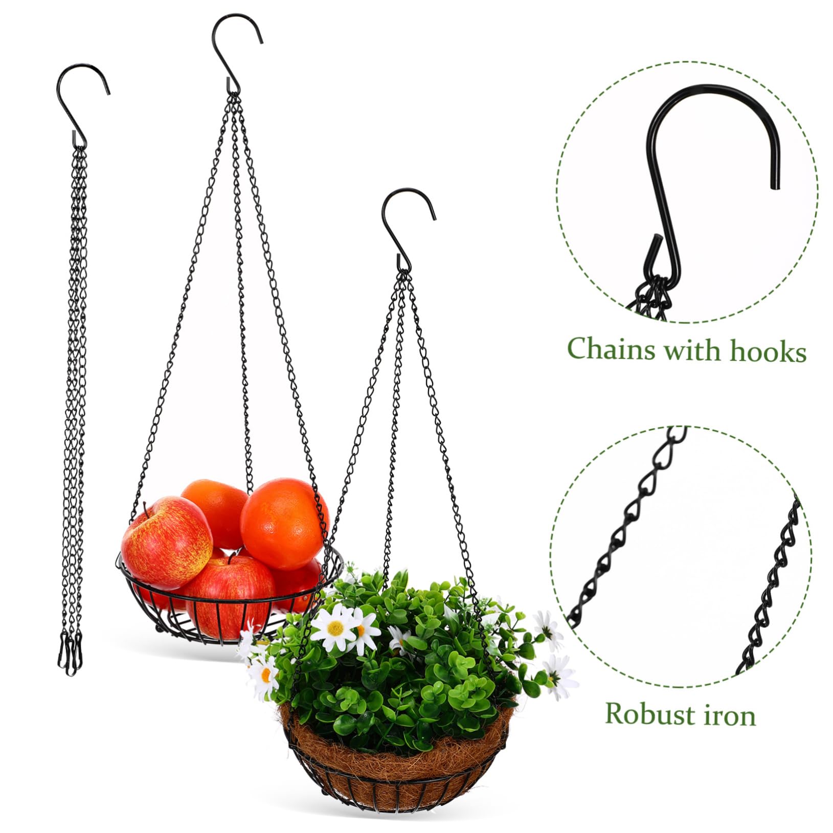 Toyvian 3 Set Fioriere Sospese Ganci Per Piante Mangiatoie Per Uccelli E Decorazioni Da Resistente Agenti Atmosferici 5 Pezzi*3