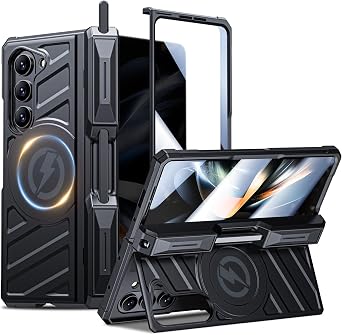 Kaiiecal for Galaxy Z Fold 5 Case with Screen Protector [Fit for Magsafe] [Built-in S Pen Holder & Kickstand] [Hinge Protection] Shockproof Protective Phone Cover for Samsung Galaxy Z Fold5, Black
