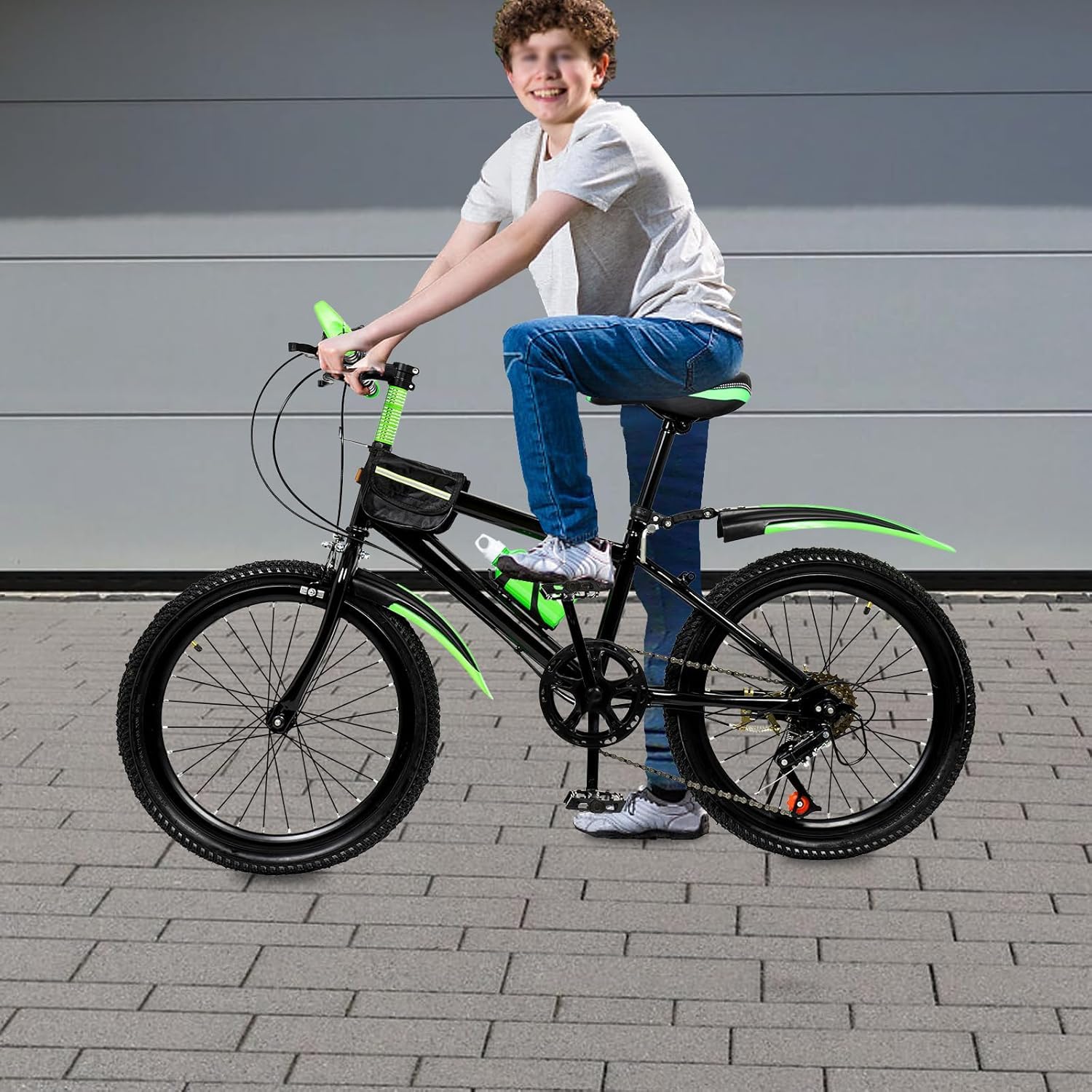 Bicicletta per bambini da 20 pollici, con parafango, bottiglia d'acqua e campanella a bussola, robusto telaio in acciaio al carbonio, per ragazzi e ragazze 8-12 anni, per strada