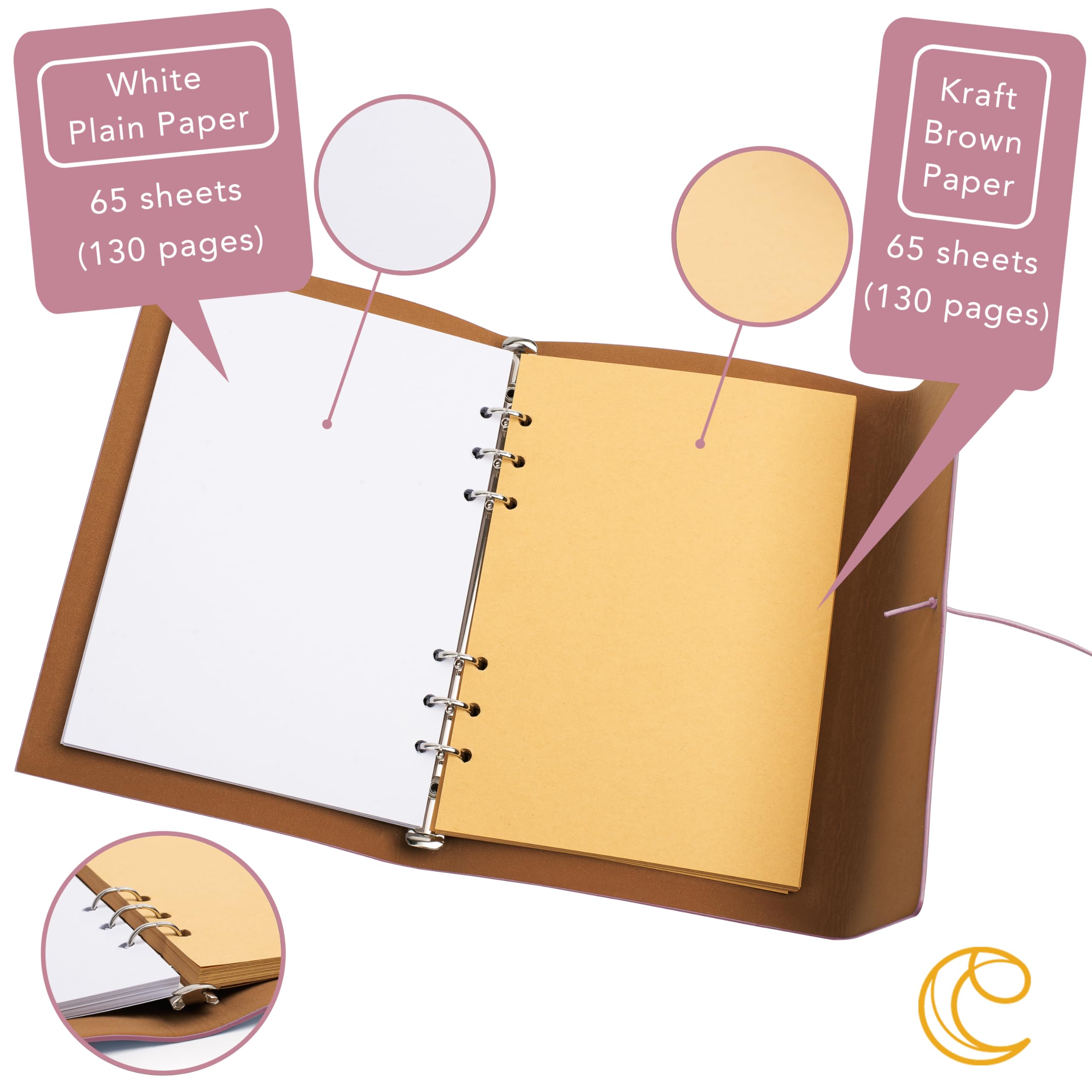 Cantik Horse Journal Notebook 7PC Set, Horse Notebook Gift For Girls & Women, PU Leather Refillable Diary With 4 Pens - Image 3