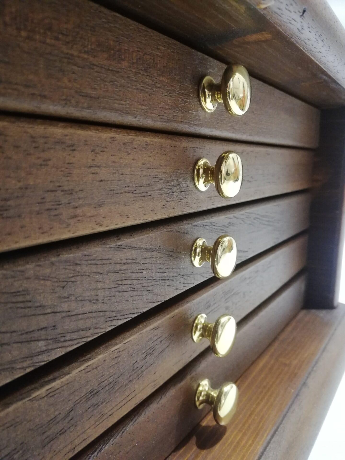 Monetario para Monedas y medallas, Mueble de Madera con 5 cajones y Terciopelo, Expositor Artesanal de numismática Personalizable con Grabado láser, Hecho a Mano en Italia
