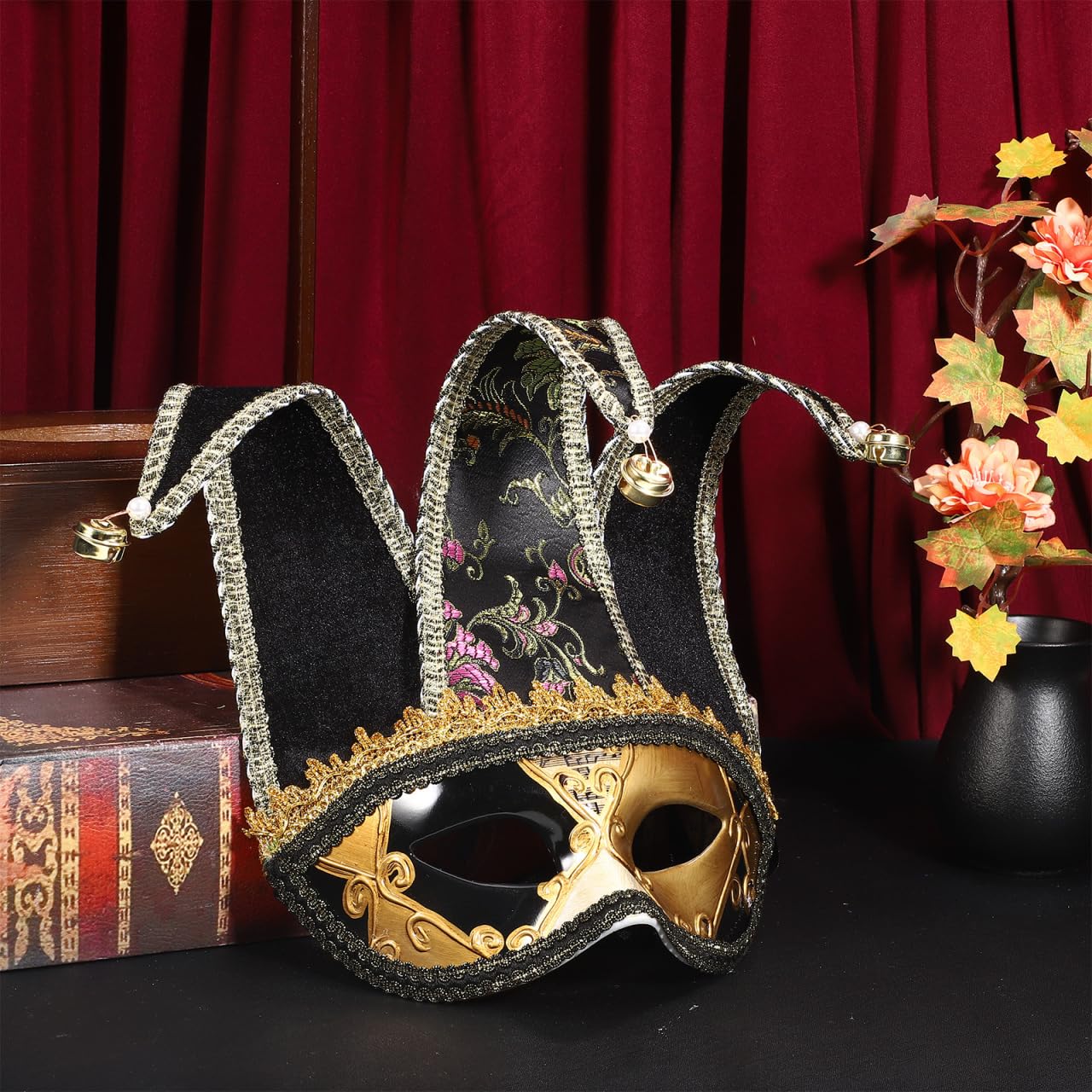 BESTOYARD Maschera Veneziana Nera Per Uomo in Plastica Pp Accessorio Per Carnevale Halloween Feste Cosplay E Foto Dimensioni 33X19.5Cm