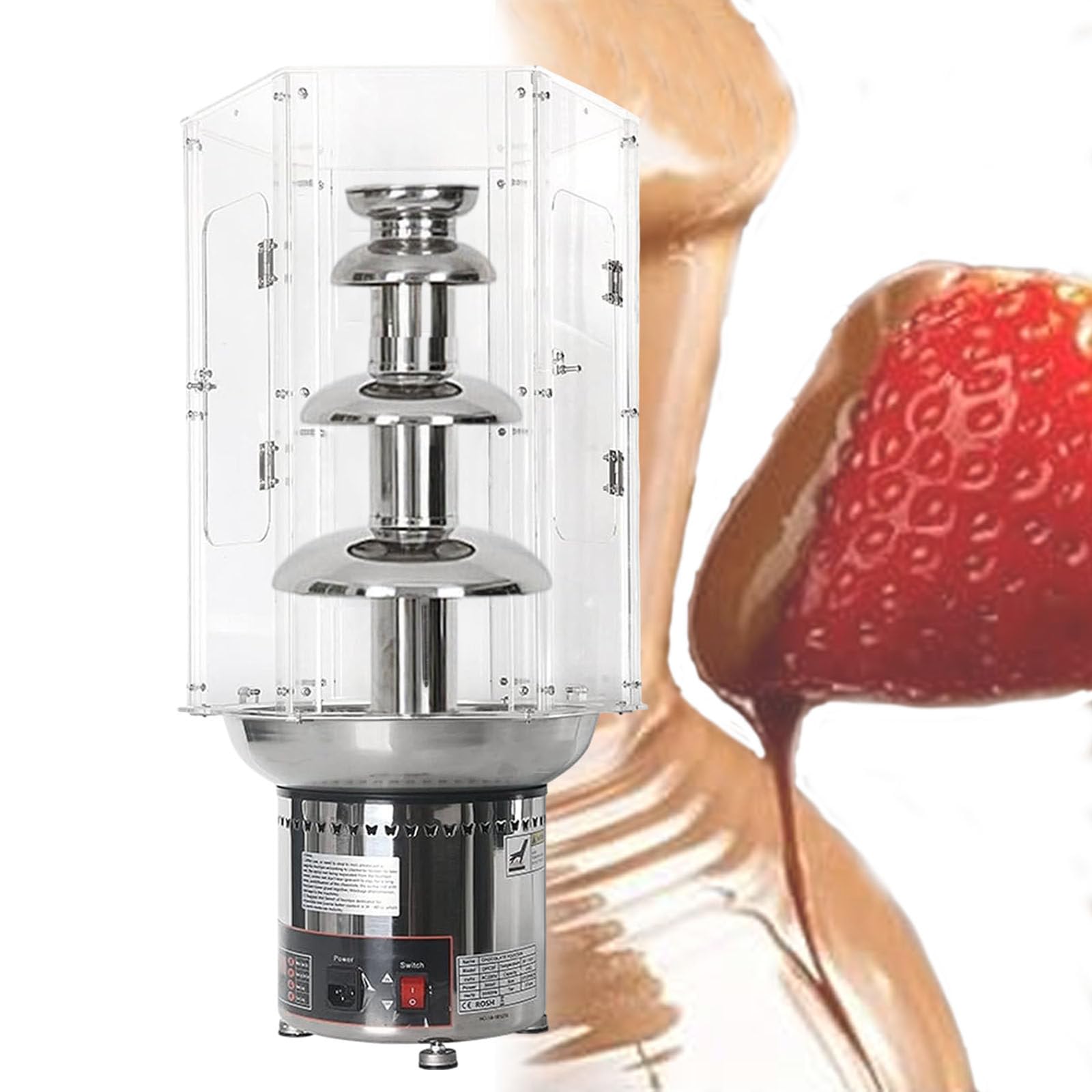 ASerZenith Chocolate Fondue Fountain Machine Cover, Dipping Melting Waterfall Chocolate Fountain Cover,For Parties, Cafeterias,4Tiers