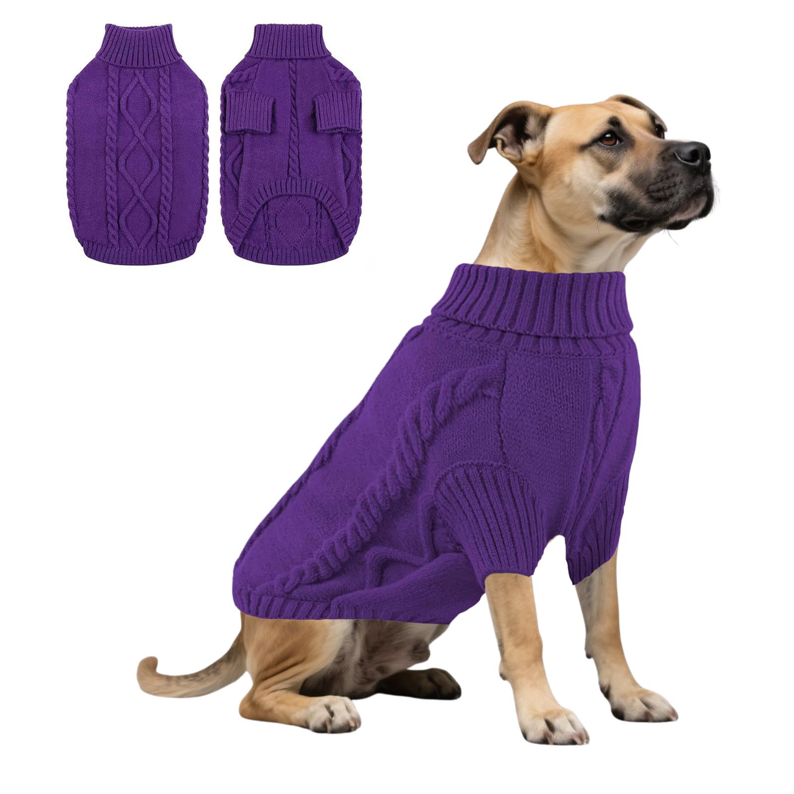 Dog Knitted Sweatshirt,Dog Winter Warm Jumpers Turtleneck Knitwear Cold Weather Puppy Vest Clothes for Cat Puppy Small Medium Large Dogs_XS(Dark Purple)