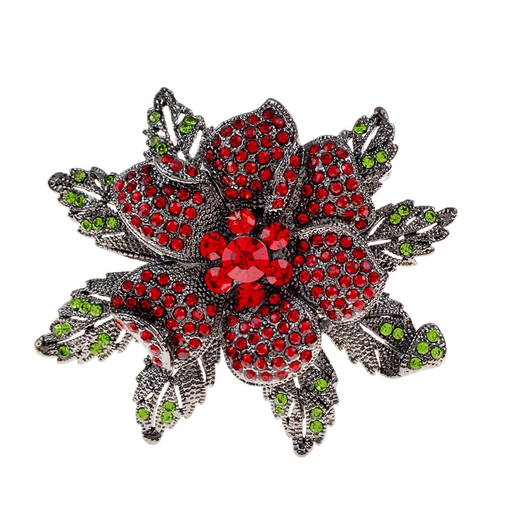 Spille con Grandi Fiori Rossi con Strass per Gioielli da Donna con Spilla Vintage a Spilla