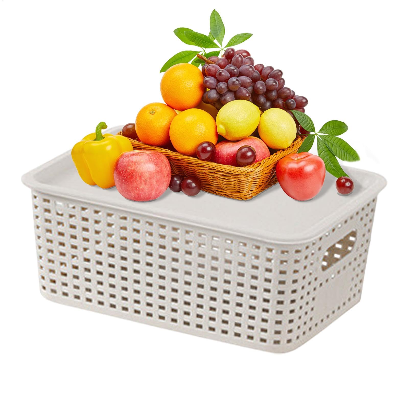 Bacs de rangement pour salle de jeux et panier tissé avec couvercle