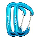 Outmate 12kN 3.2x2 Heavy-Duty Carabiner Clips - Durable, Lightweight Aluminum Alloy Carabiners for Hiking, Camping, Keychains, Dog Leashes, Hammocks & More(Wire gate,2 Cyan)
