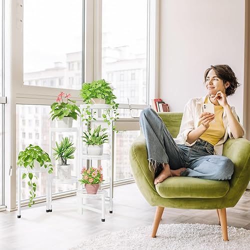 Miniatura 6 de iDavosic.ly Soporte para plantas de 6 niveles para interiores y exteriores de fácil armado, estantería plegable alta de metal para exhibición de