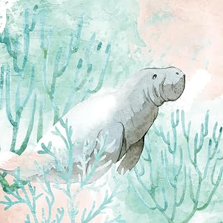 ART.COM Wall Art Print Manatee Swim by Kimberly Allen, 16" x 16"