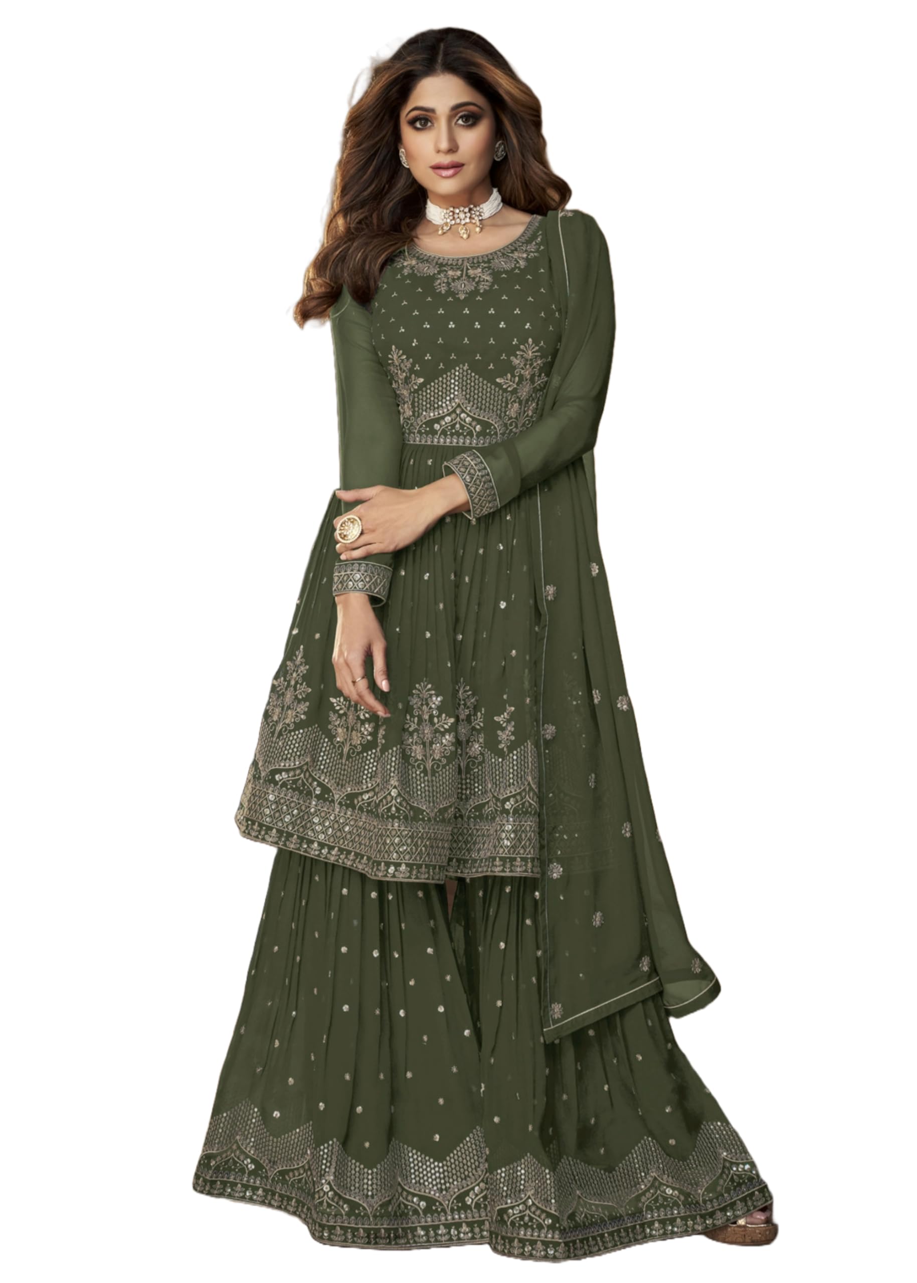 Costume indien Sharara en Georgette pour mariages et fêtes - 6