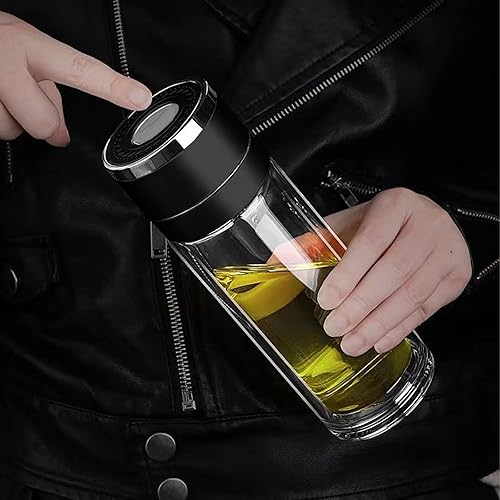Miniatura 9 de Botella infusora de té, taza de té de vidrio borosilicato de doble pared con filtro de acero inoxidable, vaso de té con difusor de té, taza de té