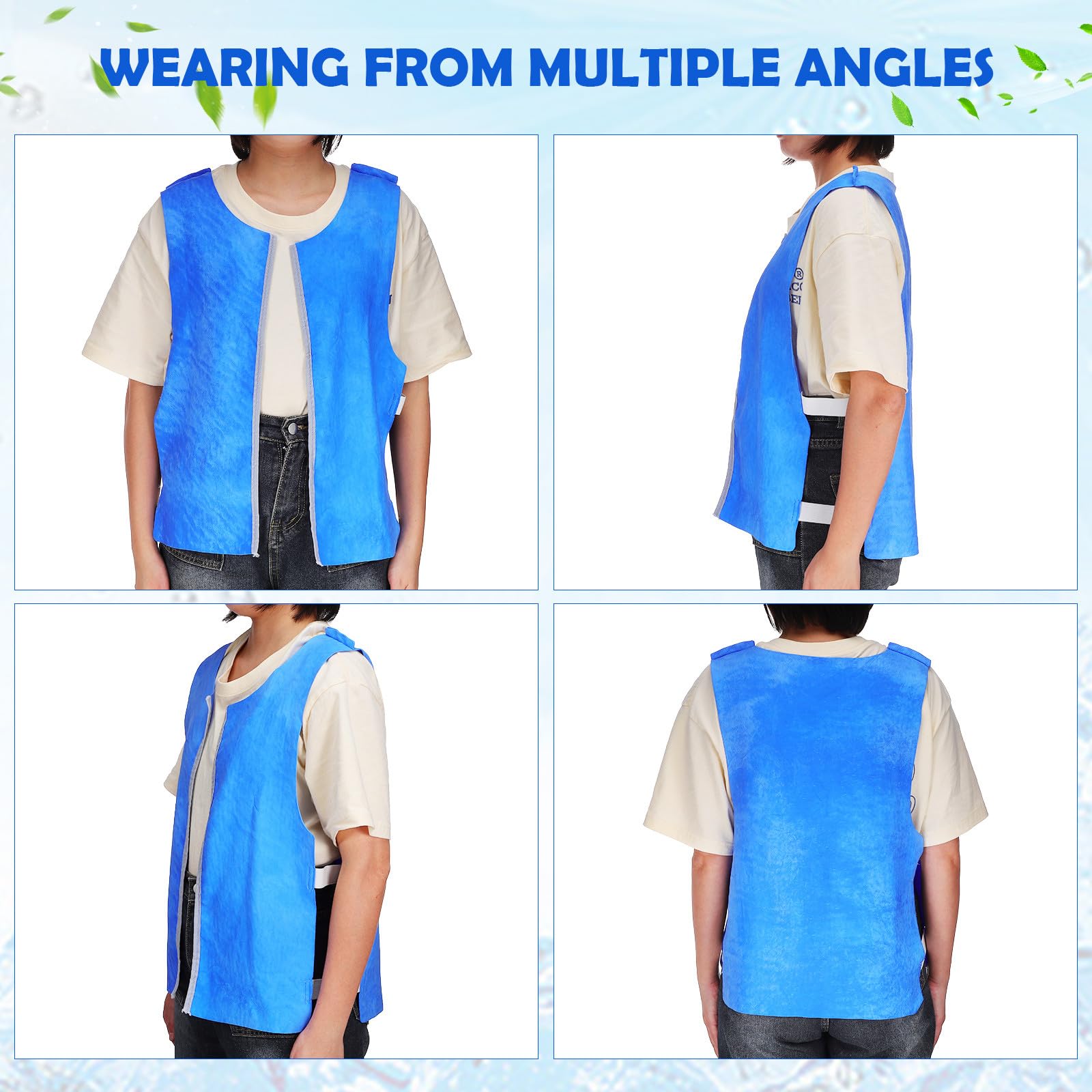 Gilet Rinfrescante Regolabile per Sport Estivi, Tessuto Innovativo Protezione Solare, per Operatori ad Alte Temperature Azzurro